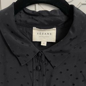 Sezane Black Silk Blouse